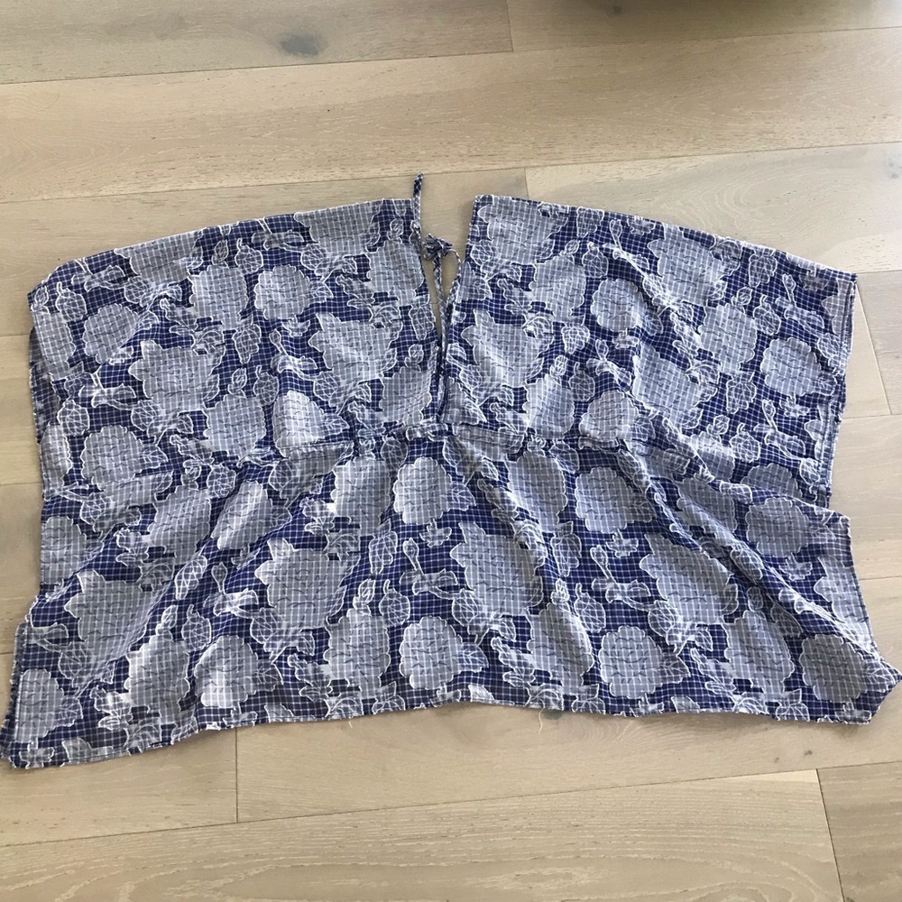 By Anthropologie Tie-Front Caftan Blue Floral One Size - Picture 4 of 5